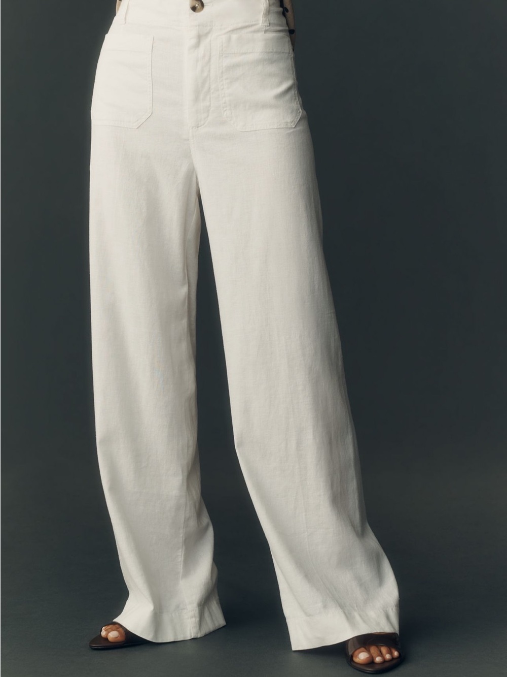 Maeve Colette Beachy Linen Wide-Leg Pants in White